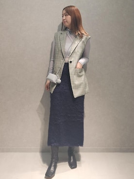 「ロング」｜「アイテム（Tシャツ/カットソー）」を使った、モエさん（レディース・163cm）の秋コーディネート