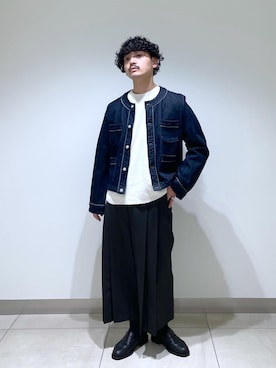 「ADAM ET ROPE'（アダムエロペ）のアイテム（デニムジャケット）」を使った、adam_yamashitaさん（メンズ・169cm）の春コーディネート
