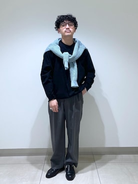 「SDGs」｜「アイテム（スラックス）」を使った、adam_yamashitaさん（メンズ・169cm）の冬コーディネート