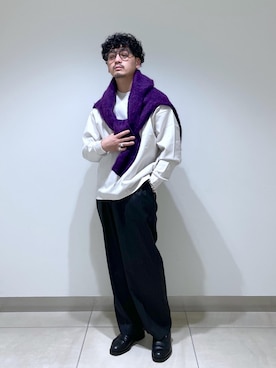 「SDGs」｜「アイテム（スラックス）」を使った、adam_yamashitaさん（メンズ・169cm）の冬コーディネート