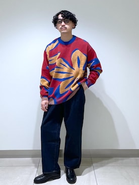 adam_yamashitaさんの「ボタニカル バルキージャカード ルーズニット / UNISEX」を使ったコーディネート