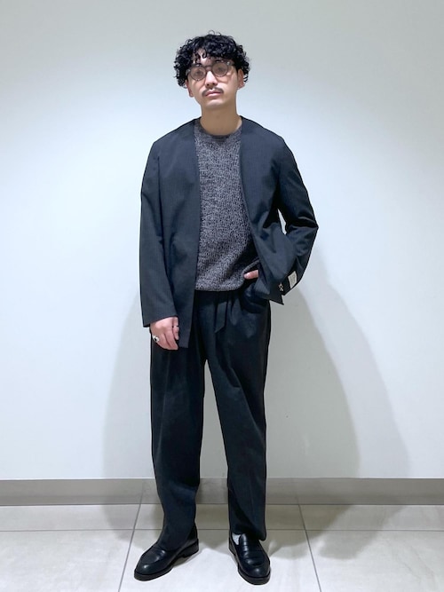 アダムエロペ　ノーカラーセットアップ　グレー ADAM ET ROPE' セットアップ 「RIRANCHA」サマーセットアップ