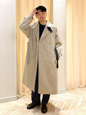 「アイテム（トレンチコート）」を使った、adam_yamashitaさん（メンズ・169cm・30代）の冬コーディネート
