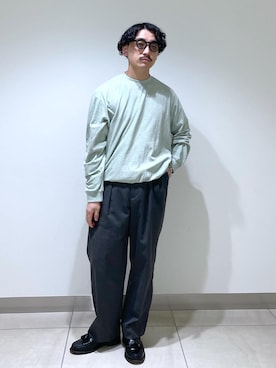 「SDGs」｜「アイテム（スラックス）」を使った、adam_yamashitaさん（メンズ・169cm）の春コーディネート