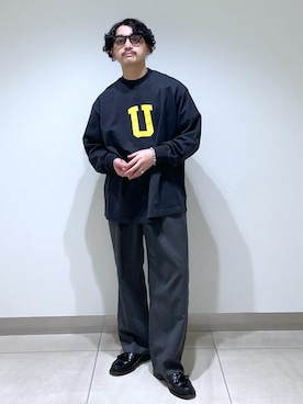 「SDGs」｜「アイテム（スラックス）」を使った、adam_yamashitaさん（メンズ・169cm）の春コーディネート