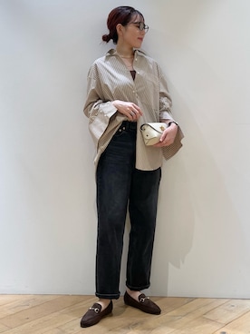 「ストライプシャツ」｜「アイテム（タンクトップ）」を使った、ひかりさん（レディース・162cm）の夏コーディネート