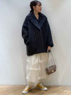 「アイテム（ピーコート）」を使った、ひかりさん（レディース・162cm）の秋コーディネート