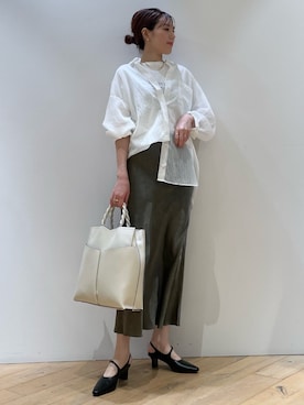 「シアーシャツ」｜ひかりさん（骨格ストレート・レディース・162cm）の夏コーディネート