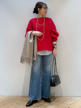 「アイテム（ストール/ショール）」を使った、ひかりさん（レディース・162cm）の秋コーディネート