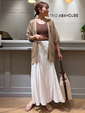 「Rouge vif Anna（ルージュヴィフアンナ）の切替マキシスカート（スカート、ホワイト系）」を使った、ひかりさん（レディース・162cm）の夏コーディネート