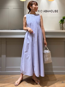 「Rouge vif Anna（ルージュヴィフアンナ）のインドハンドタックノースリーブマキシワンピース/フレアスカート/夏服（ワンピース、パープル系）」を使った、ひかりさん（レディース・162cm）の夏コーディネート