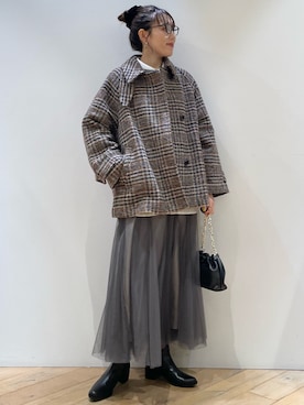 「アイテム（ピーコート）」を使った、ひかりさん（レディース・162cm）の冬コーディネート