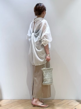 「白ブラウス」｜ひかりさん（レディース・162cm）の夏コーディネート