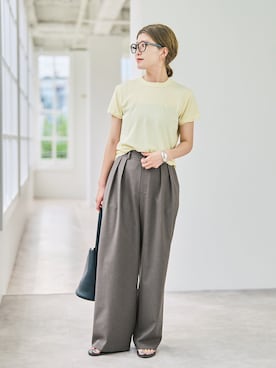 「ATON（エイトン）のアイテム」を使った、RIKAさん（レディース・160cm）の春コーディネート