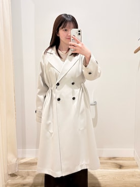 「URBAN RESEARCH（アーバンリサーチ）の『撥水/UVカット』ドロストトレンチコート（トレンチコート、グレー系）」を使った、ななさん（レディース・155cm）の冬コーディネート