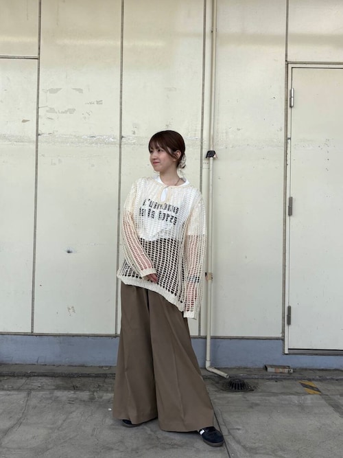 キーネックメッシュニット
