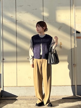 「アイテム（スリッポン）」を使った、ななさん（レディース・155cm）の冬コーディネート