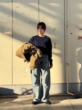 「アイテム（スリッポン）」を使った、ななさん（レディース・155cm）の冬コーディネート