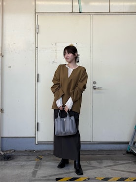 「くすみカラー」｜ななさん（レディース・155cm）の秋コーディネート