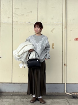 「アイテム（スリッポン）」を使った、ななさん（レディース・155cm）の冬コーディネート