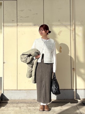 「アイテム（スリッポン）」を使った、ななさん（レディース・155cm）の冬コーディネート