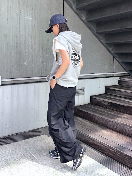 DISTRESSED CIRCLE LOGO ZIP UP SWEAT VEST（ベスト）｜X-girl