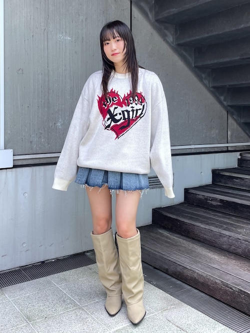 ハート HEART LOGO JACQUARD KNIT TOP（ニット/セーター）｜X-girl