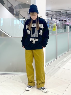 「SILAS（サイラス）のアイテム（帽子）」を使った、浜口彩奈さん（レディース・158cm）の冬コーディネート