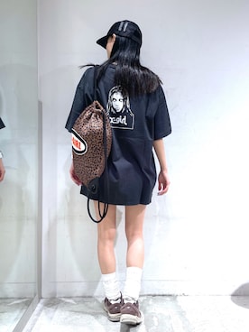 「アイテム（バックパック/リュック）」を使った、浜口彩奈さん（レディース・158cm）の夏コーディネート