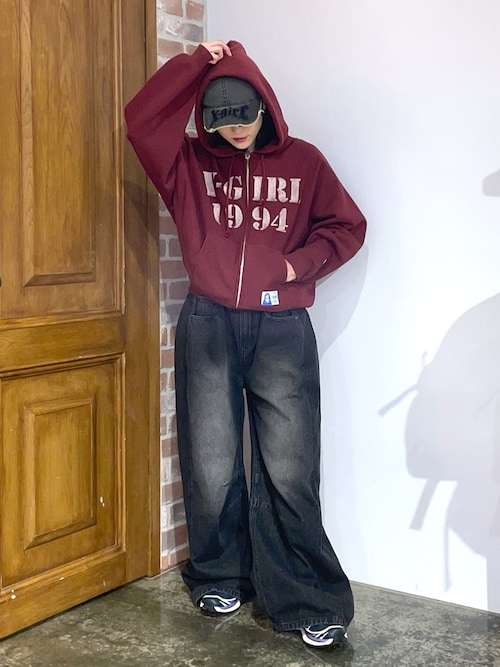 トップス X-girl x Champion ZIP UP HOODIE X-girl x Champion REVERSE WEAVE R STENCIL LOGO ZIP UP HOODIE