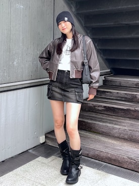 「X-girl（エックスガール）のアイテム」を使った、浜口彩奈さん（レディース・158cm）の夏コーディネート