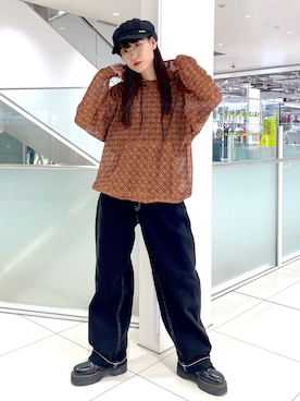 「シースルー」｜「アイテム（キャスケット）」を使った、浜口彩奈さん（レディース・158cm）の夏コーディネート