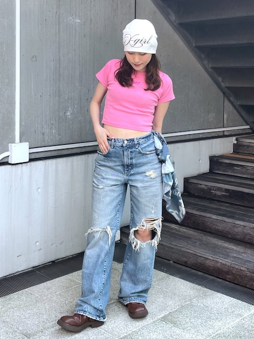 SPRAY LOGO AND STUDDED BEANIE（ニットキャップ/ビーニー）｜X-girl