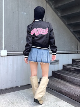 「X-girl（エックスガール）のアイテム」を使った、浜口彩奈さん（レディース・158cm）の秋コーディネート