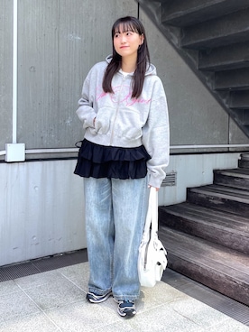 「X-girl（エックスガール）のアイテム」を使った、浜口彩奈さん（レディース・158cm）の秋コーディネート