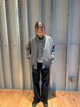 「アイテム（ブルゾン、グレー系）」を使った、SAYAさん（レディース・158cm）の秋コーディネート