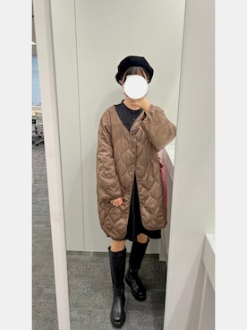 「Kastane（カスタネ）のアイテム（ノーカラーコート）」を使った、なぐさん（レディース・162cm）の冬コーディネート