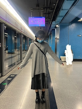 「服とコスメでなりたい自分に」｜「アイテム（ハンチング/ベレー帽）」を使った、a s hさん（レディース・162cm）の冬コーディネート