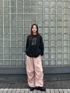 「24SS春の新作」｜「アイテム（スウェット）」を使った、micpr staffさん（レディース・170cm）の冬コーディネート