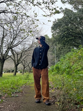 「アイテム（カーディガン/ボレロ）」を使った、Kenyaさん（メンズ・155cm）の秋コーディネート