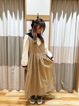 「Samansa Mos2（サマンサ モスモス）の配色前後2WAYブラウス（シャツ/ブラウス）」を使った、はらみさん（レディース・157cm）の冬コーディネート