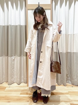 「アイテム（その他アウター、ピンク系）」を使った、はらみさん（レディース・157cm）の春コーディネート