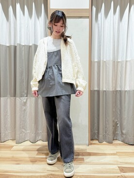 「Samansa Mos2 blue（サマンサモスモスブルー）のアイテム（ブルゾン）」を使った、はらみさん（レディース・157cm）の春コーディネート