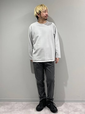 「若見え」｜「アイテム（スラックス）」を使った、はりー@Smileさん（メンズ・170cm）の冬コーディネート