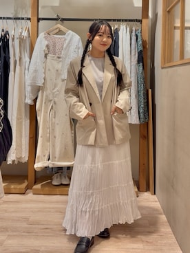 「Samansa Mos2（サマンサ モスモス）のフリルニットカーディガン（カーディガン/ボレロ、グレー系）」を使った、ことこさん（レディース・152cm）の冬コーディネート