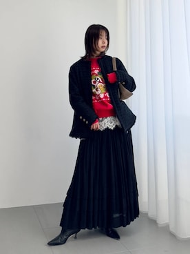 「クリスマス」｜「アイテム（その他アウター）」を使った、kanaさん（レディース・163cm）の秋コーディネート