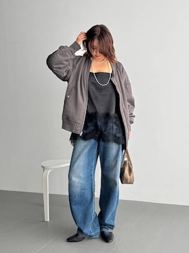 「アイテム（MA-1）」を使った、kanaさん（レディース・163cm）の秋コーディネート