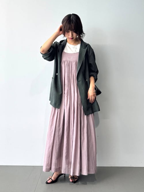 BABYLONE◆トップス/FREE/コットン/GRN/2430010230 RANDOM GATHER BARE TUNIC(36 WHITE): TOPSjosemoon