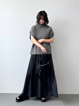 「ノースリーブ」｜「アイテム（ワンピース/ドレス、ブラック系）」を使った、kanaさん（レディース・163cm）の夏コーディネート