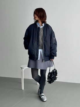 「アイテム（MA-1）」を使った、kanaさん（レディース・163cm）の秋コーディネート